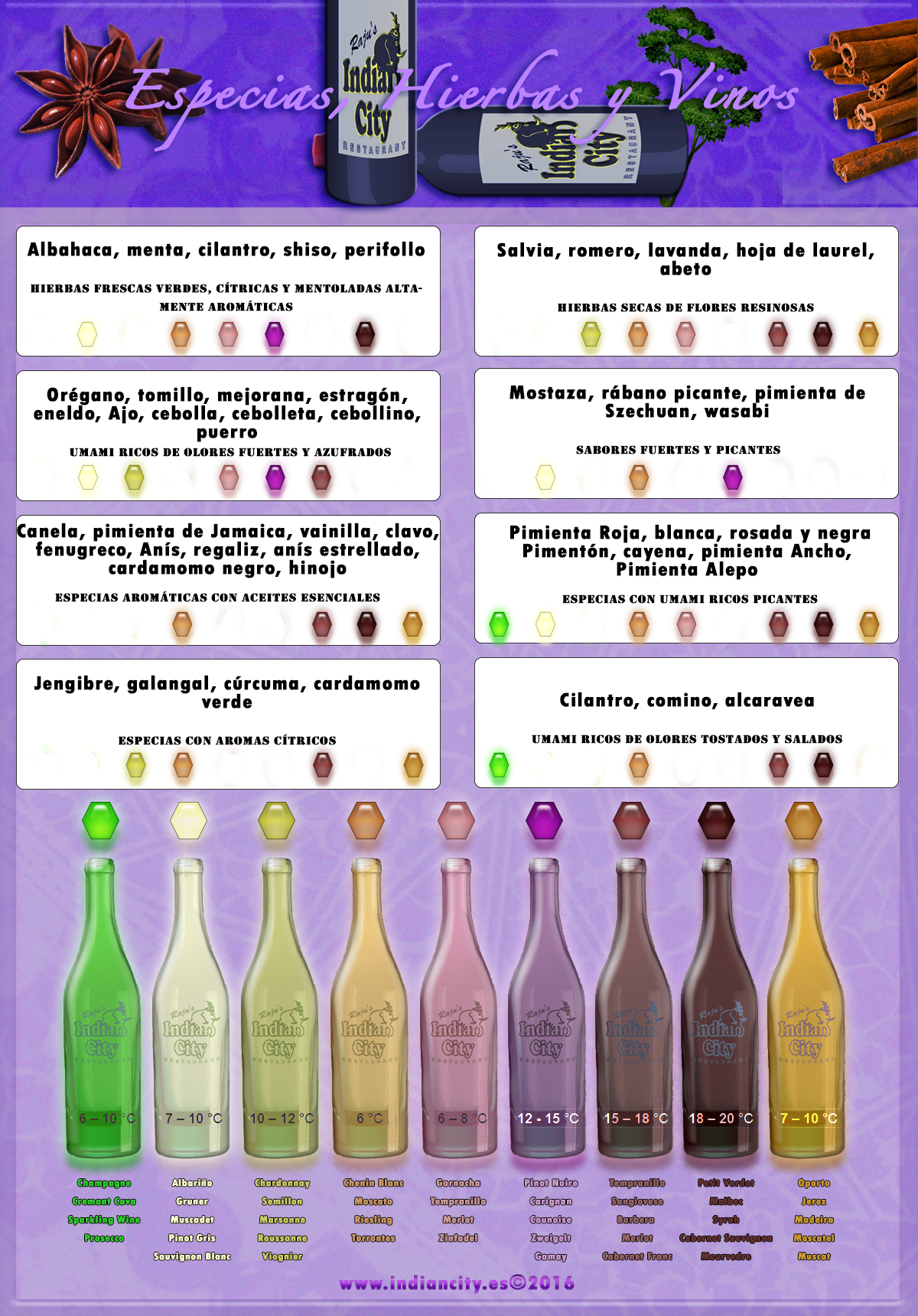 Infografia Maridaje Vino y Especias en #RajusindianCity