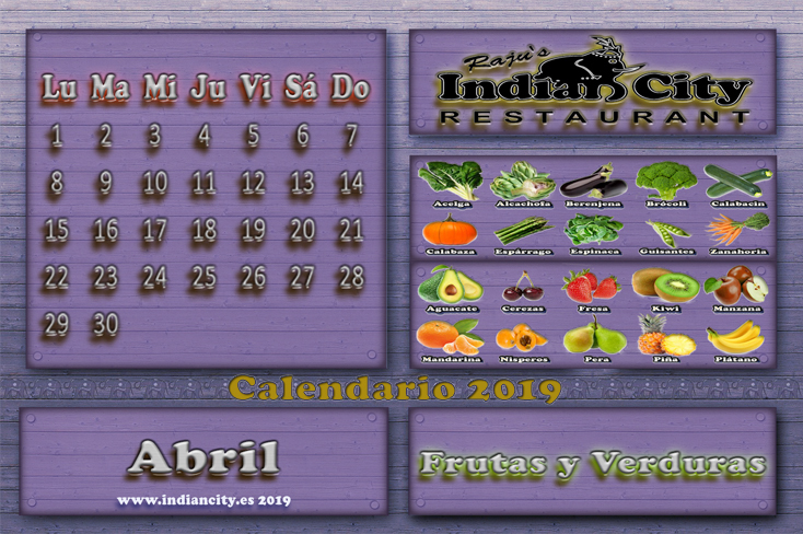 Calendario de Temporada RajusIndianCity 2019 - Abril