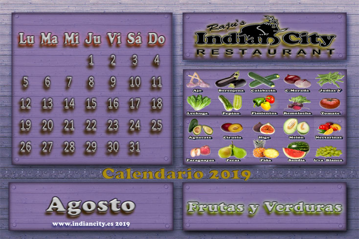 Calendario de Temporada RajusIndianCity 2019 - Agosto