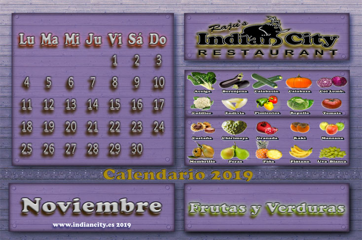 Calendario de Temporada RajusIndianCity 2019 - Noviembre