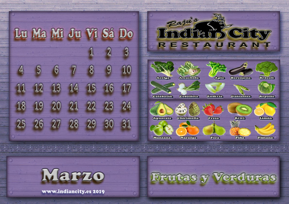 Marzo Verduras de Temporada en RajusIndianCIty